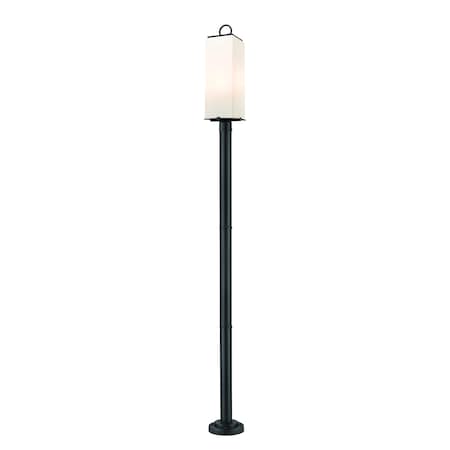 Z-Lite Sana 3 Light Outdoor Post Mounted Fixture, Black & White Opal 593PHBR-567P-BK